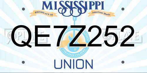 QE7Z252 Mississippi License Plate