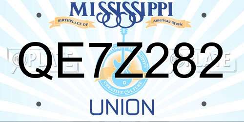 QE7Z282 Mississippi License Plate