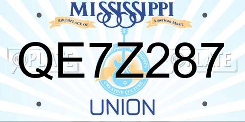 QE7Z287 Mississippi License Plate