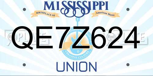 QE7Z624 Mississippi License Plate
