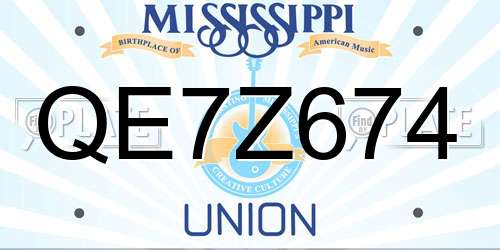 QE7Z674 Mississippi License Plate