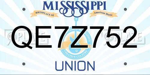QE7Z752 Mississippi License Plate