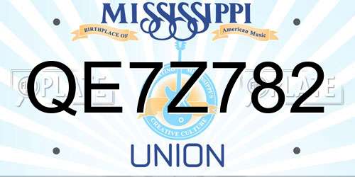 QE7Z782 Mississippi License Plate