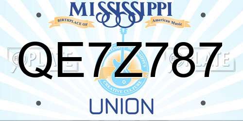 QE7Z787 Mississippi License Plate