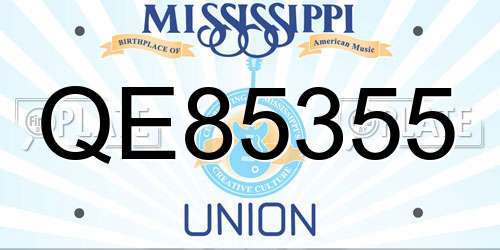 QE85355 Mississippi License Plate