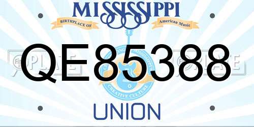 QE85388 Mississippi License Plate