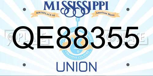 QE88355 Mississippi License Plate