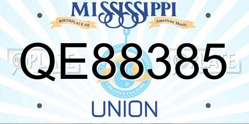 QE88385 Mississippi License Plate