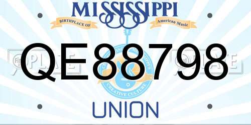QE88798 Mississippi License Plate