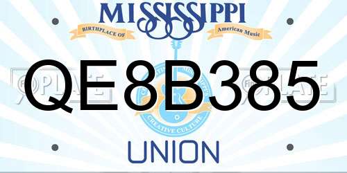 QE8B385 Mississippi License Plate