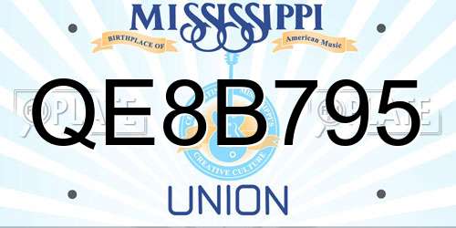 QE8B795 Mississippi License Plate