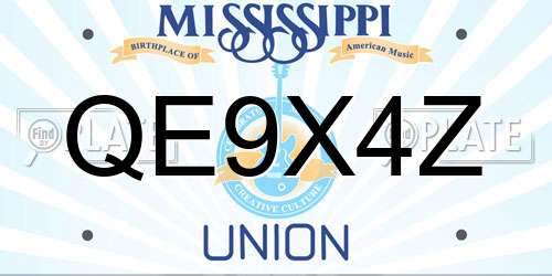 QE9X4Z Mississippi License Plate