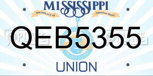 QEB5355 Mississippi License Plate