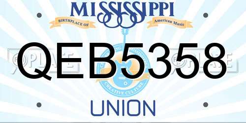 QEB5358 Mississippi License Plate
