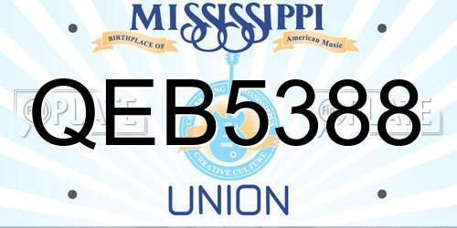 QEB5388 Mississippi License Plate