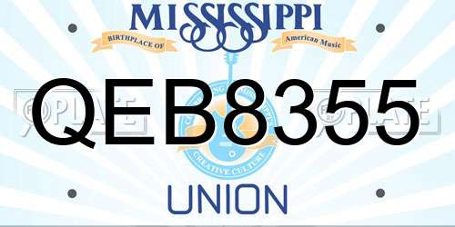 QEB8355 Mississippi License Plate