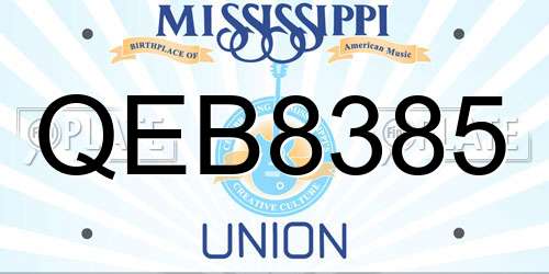 QEB8385 Mississippi License Plate