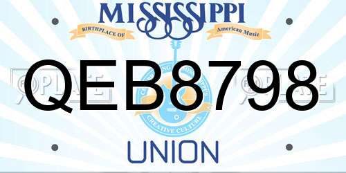 QEB8798 Mississippi License Plate