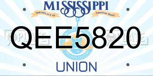 QEE5820 Mississippi License Plate