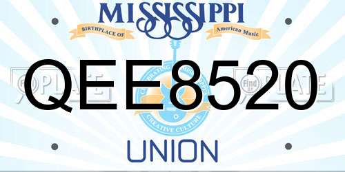 QEE8520 Mississippi License Plate