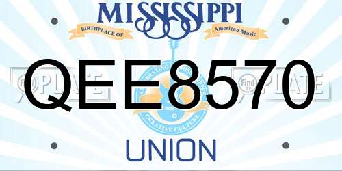 QEE8570 Mississippi License Plate