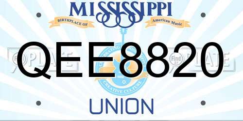QEE8820 Mississippi License Plate