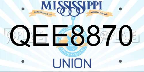 QEE8870 Mississippi License Plate