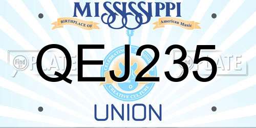 QEJ235 Mississippi License Plate