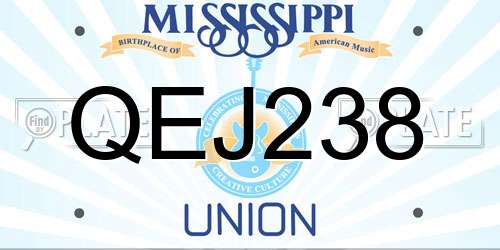 QEJ238 Mississippi License Plate