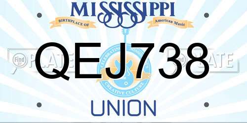 QEJ738 Mississippi License Plate