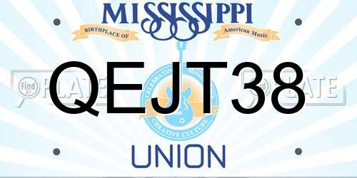 QEJT38 Mississippi License Plate