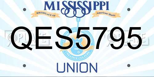 QES5795 Mississippi License Plate