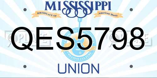 QES5798 Mississippi License Plate