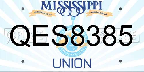 QES8385 Mississippi License Plate