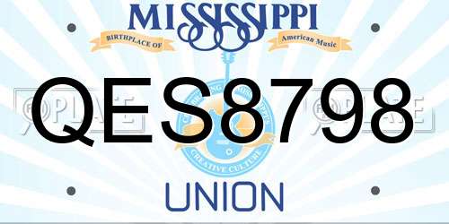 QES8798 Mississippi License Plate