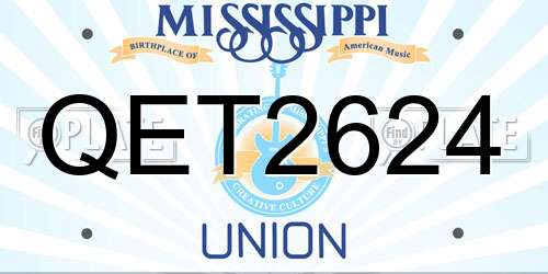 QET2624 Mississippi License Plate
