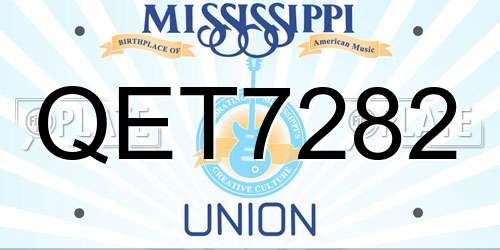QET7282 Mississippi License Plate