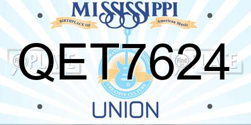 QET7624 Mississippi License Plate