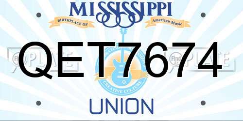 QET7674 Mississippi License Plate