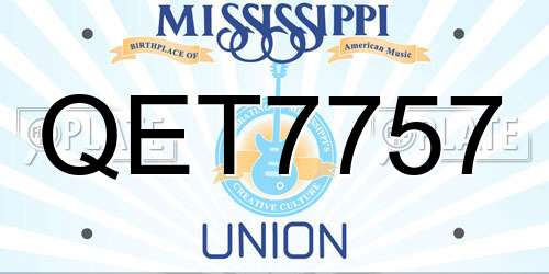 QET7757 Mississippi License Plate