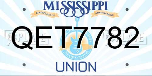QET7782 Mississippi License Plate