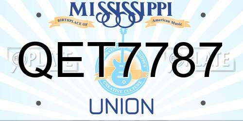 QET7787 Mississippi License Plate