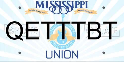 QETTTBT Mississippi License Plate