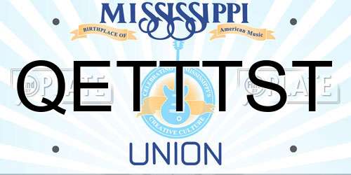 QETTTST Mississippi License Plate
