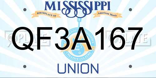 QF3A167 Mississippi License Plate