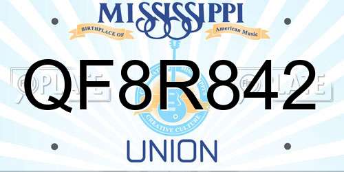 QF8R842 Mississippi License Plate