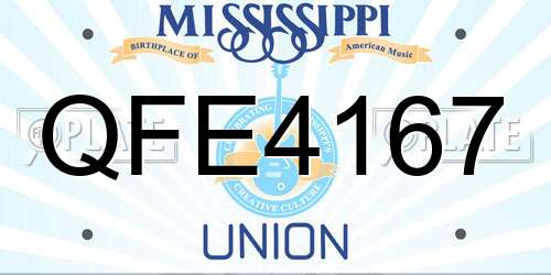 QFE4167 Mississippi License Plate