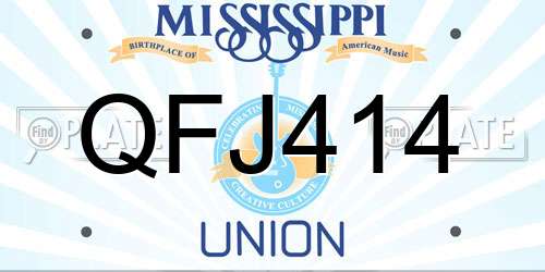 QFJ414 Mississippi License Plate