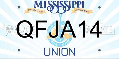 QFJA14 Mississippi License Plate