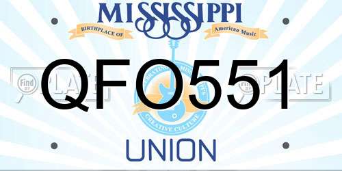 QFO551 Mississippi License Plate